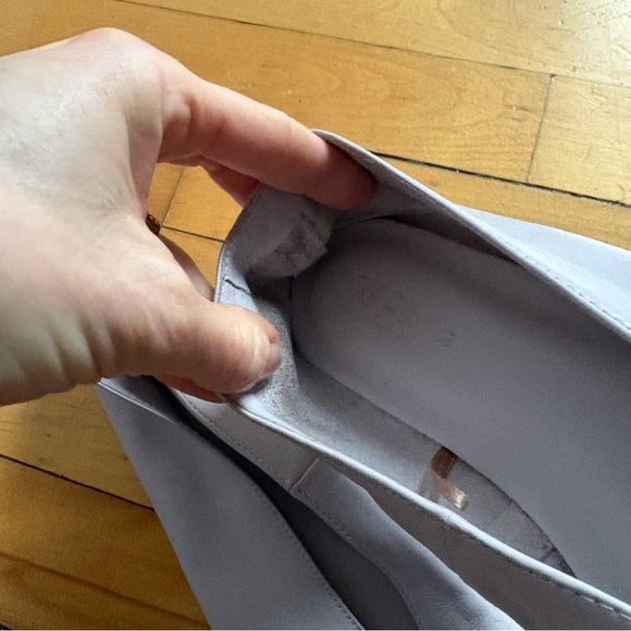 Zara Sz 37 Lilac Leather Square Toe Ballet Flat Shoes - Picture 5 of 9